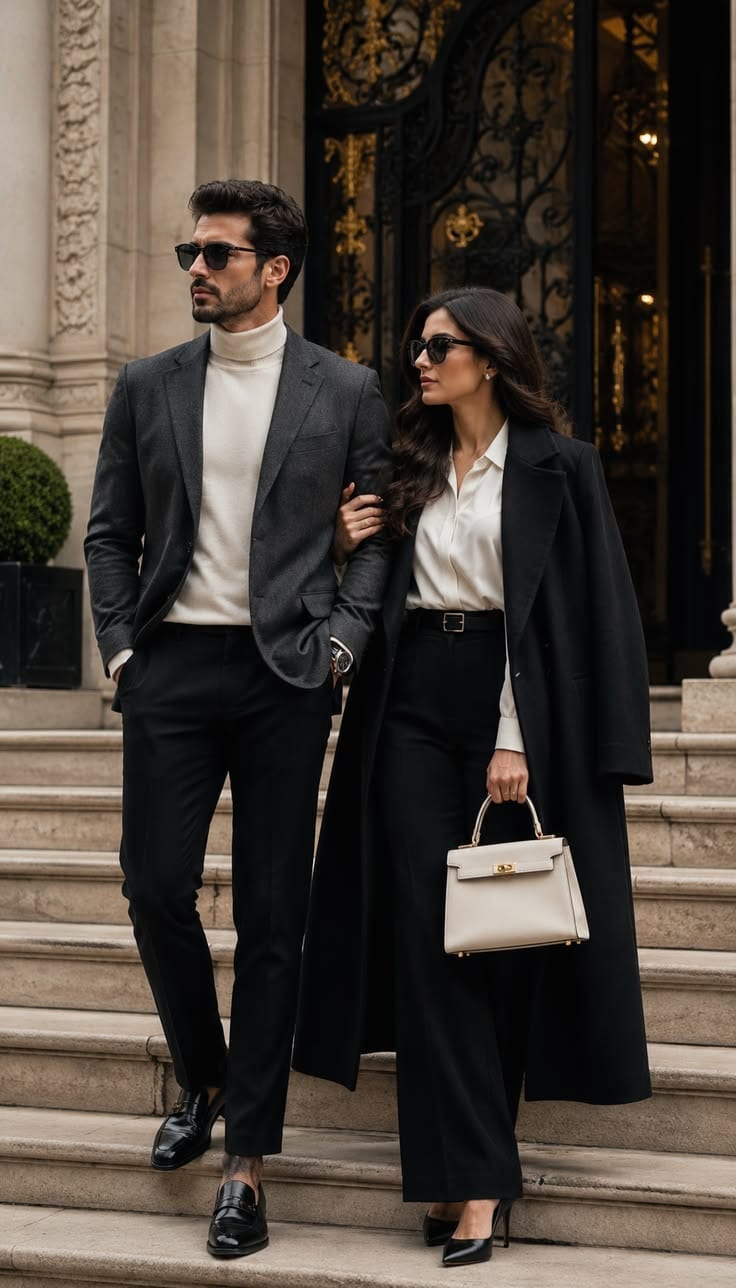 Tailoring in black and cream
